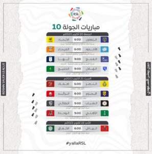 مواعيد مباريات الجولة العاشرة من الدوري السعودي 2023-2024